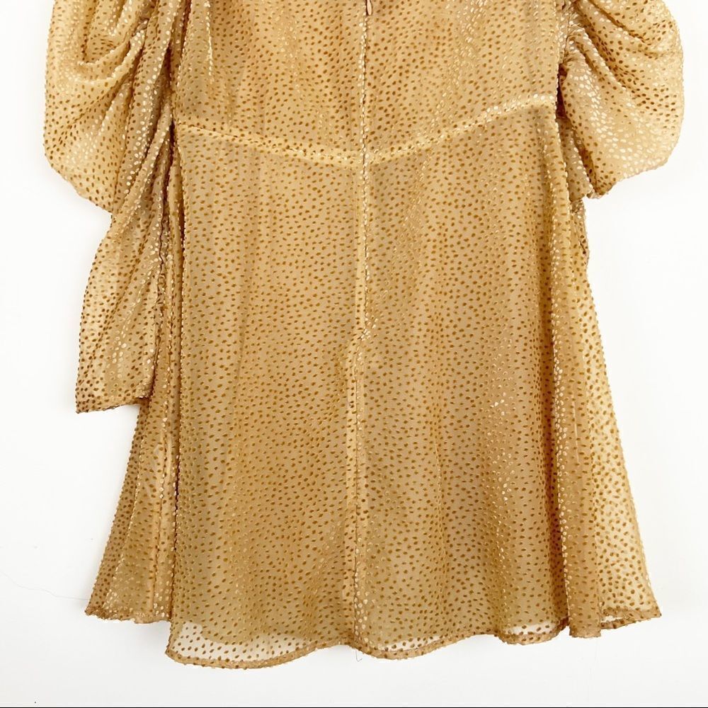 H&M Puff Sleeved Mini Dress in Dark Beige, Size 4 - Picture 9 of 16